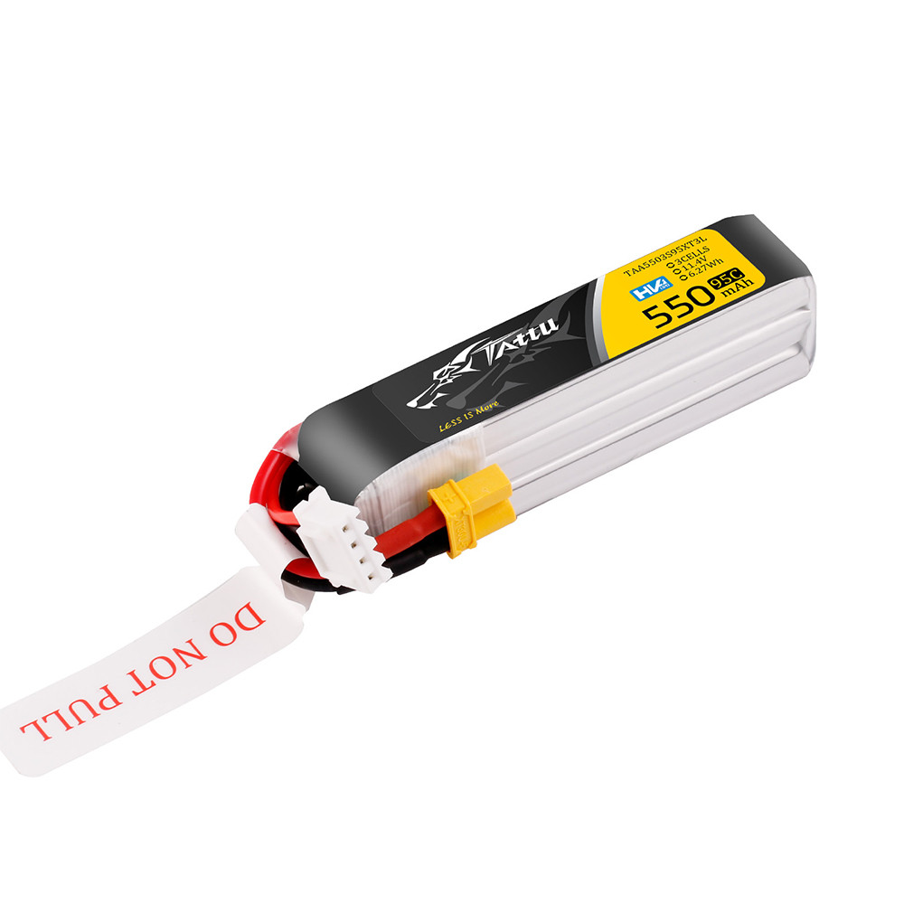 Tattu 550mAh 3S 95C 11.4V HV Lipo Battery Long Pack with XT30 Plug - Image 2