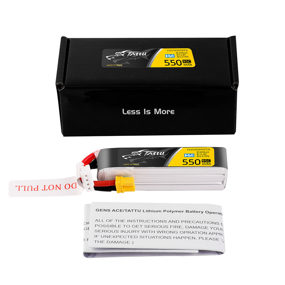 Tattu 550mAh 3S 95C 11.4V HV Lipo Battery Long Pack with XT30 Plug - Image 5
