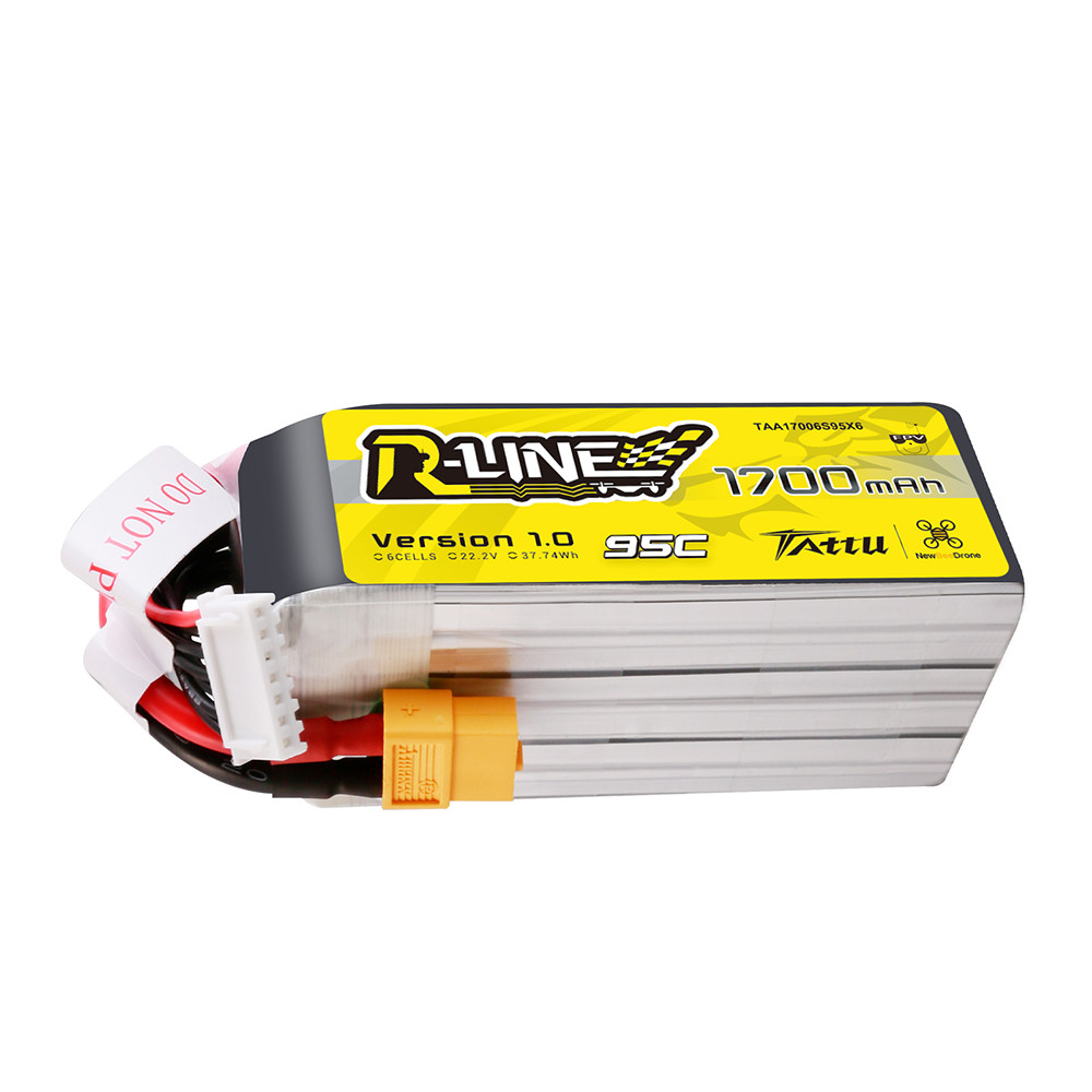 Tattu 1700mAh 6s 95C 22.2V R-Line Lipo Battery Pack with XT60 Plug