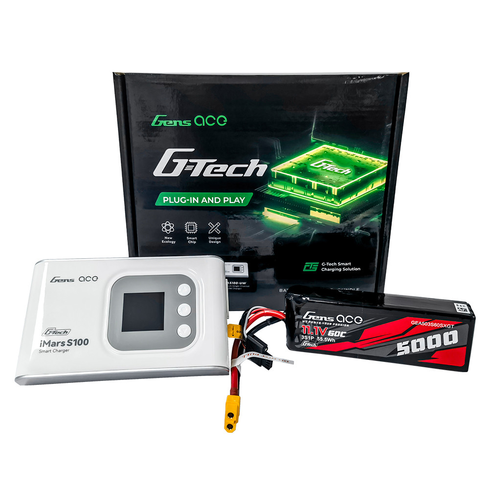 Gens ace 5000mAh 3S 60C Lipo + IMars S100 Charger [Combo]