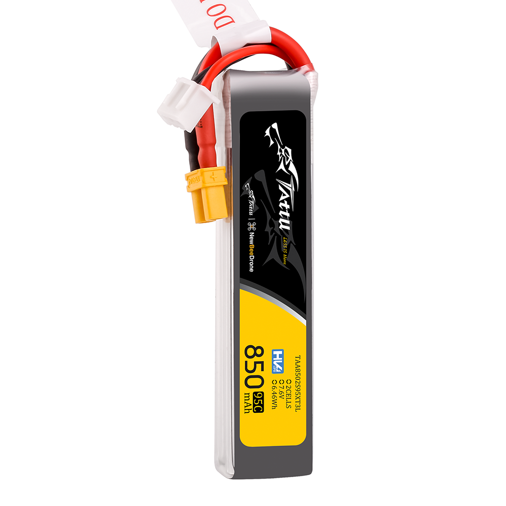 Tattu 850mAh 2S 7.6V HV 95C Lipo Battery Long Pack with XT30 plug - Image 4