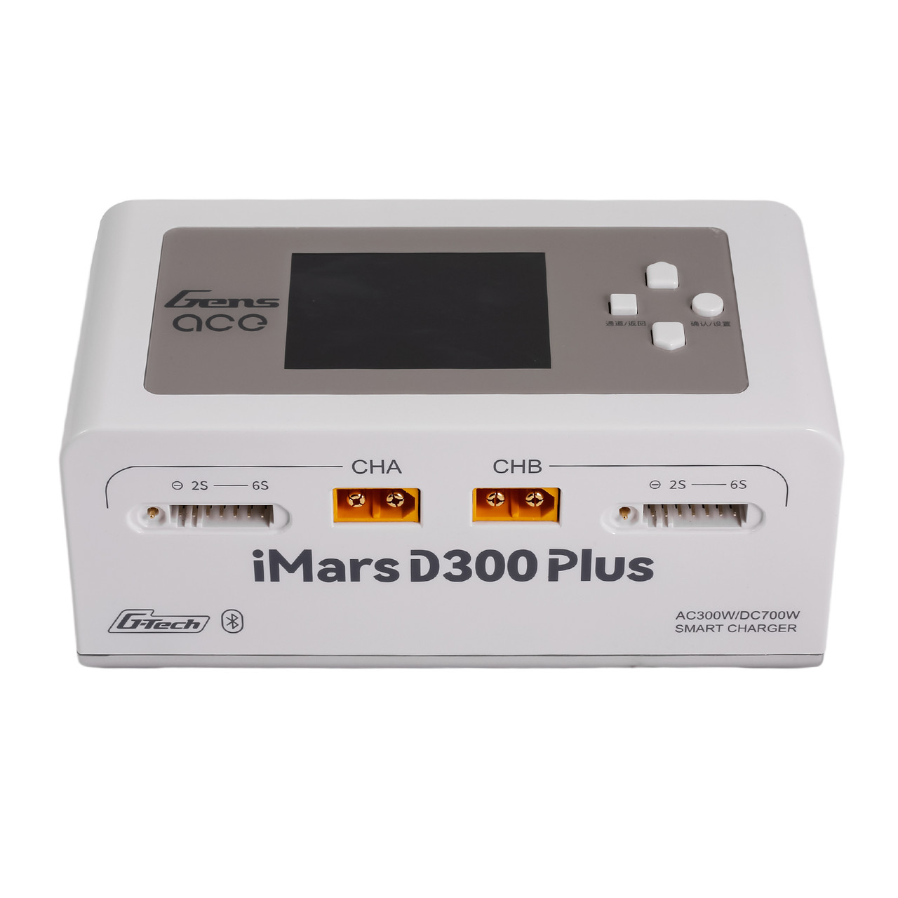 Gens ace iMars D300 Plus Smart Charger | Bluetooth App Control | G-Tech | Dual-Channel | White