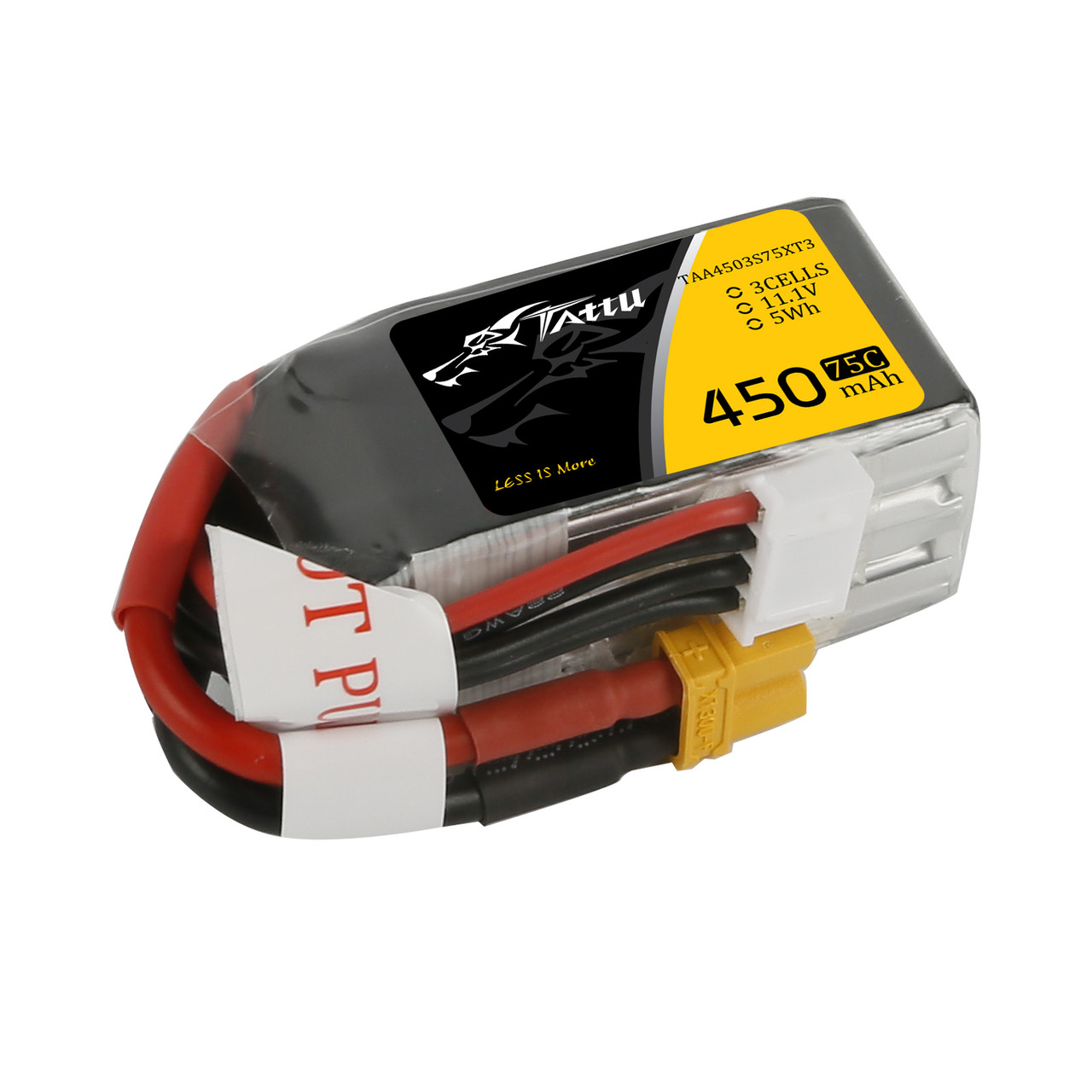 Tattu 3S 450mAh 75C 11.1V Lipo Battery Pack with XT30 Plug - Image 2