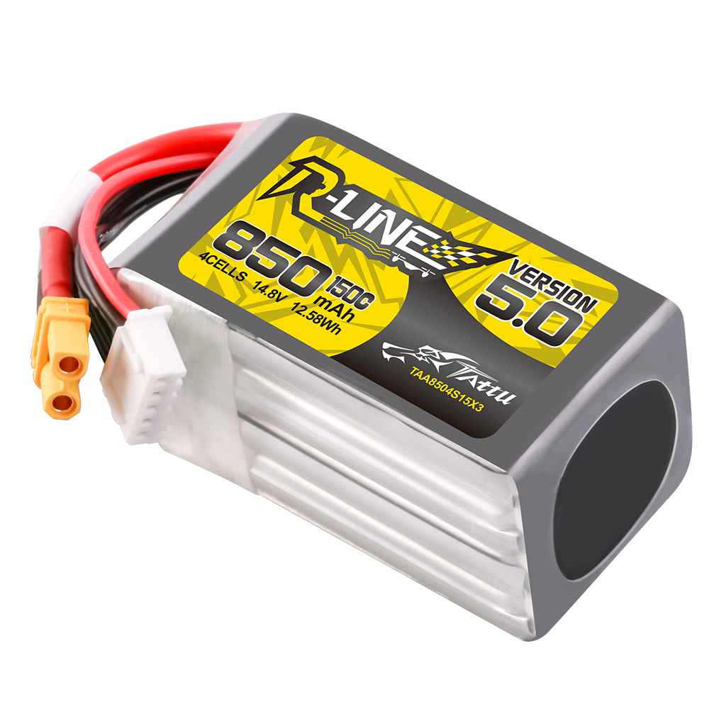 Tattu R-Line Version 5.0 850mAh 4S 150C 14.8V Lipo Battery Pack with XT30U-F Plug - Image 3