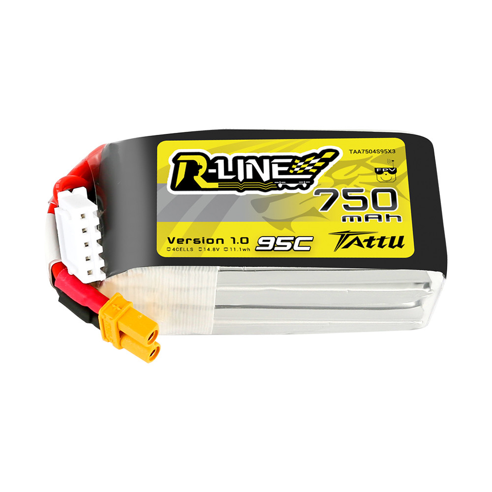 Tattu 750mAh 4S 95C 14.8V R-Line Lipo Battery Pack with XT30 Plug