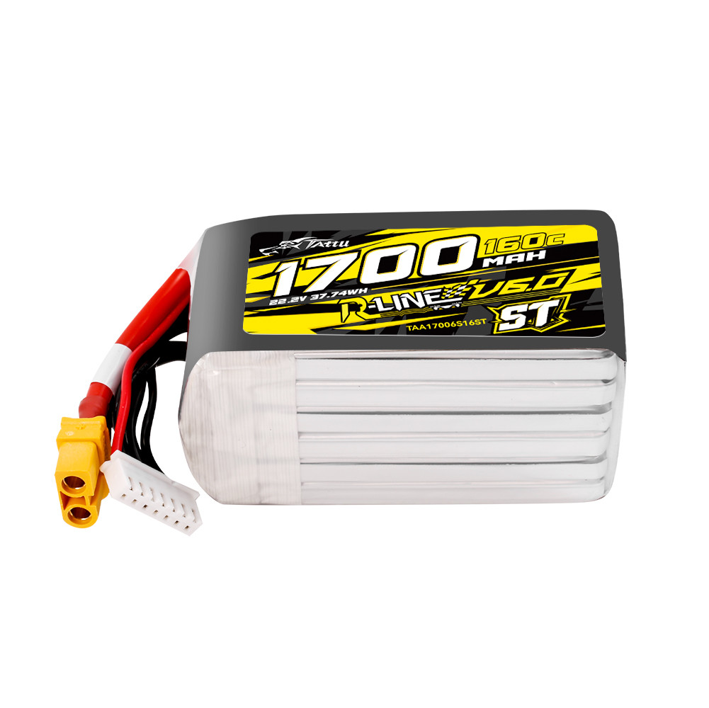 Tattu R-Line Version 6.0 1700mAh 160C 6S 22.2V ST Lipo Battery Pack with XT60 Plug