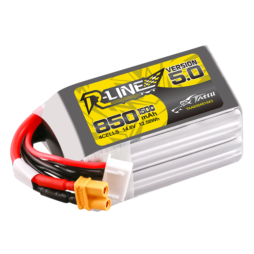 Tattu R-Line Version 5.0 850mAh 4S 150C 14.8V Lipo Battery Pack with XT30U-F Plug - Image 4