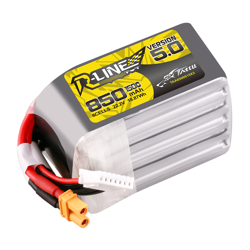 Tattu R-Line Version 5.0 850mAh 6S 22.2V 150C Lipo Battery Pack with XT30U-F Plug - Image 2
