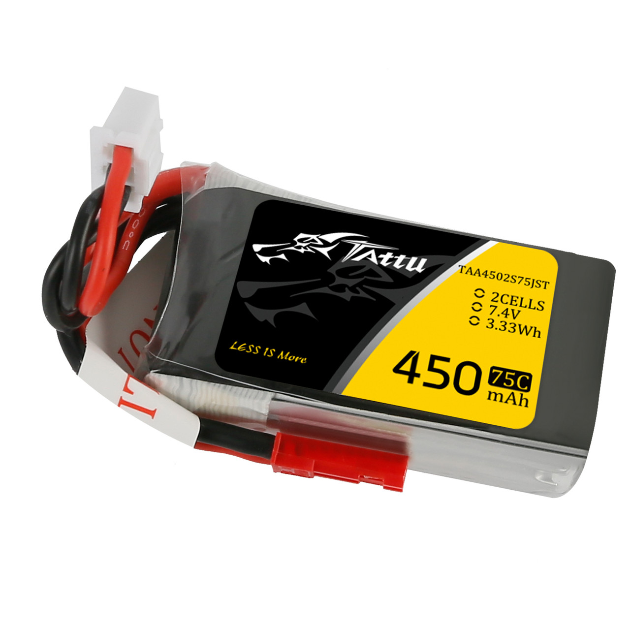 Tattu 450mAh 2S 7.4V 75C Lipo Battery Pack with JST-SYP plug - Image 3
