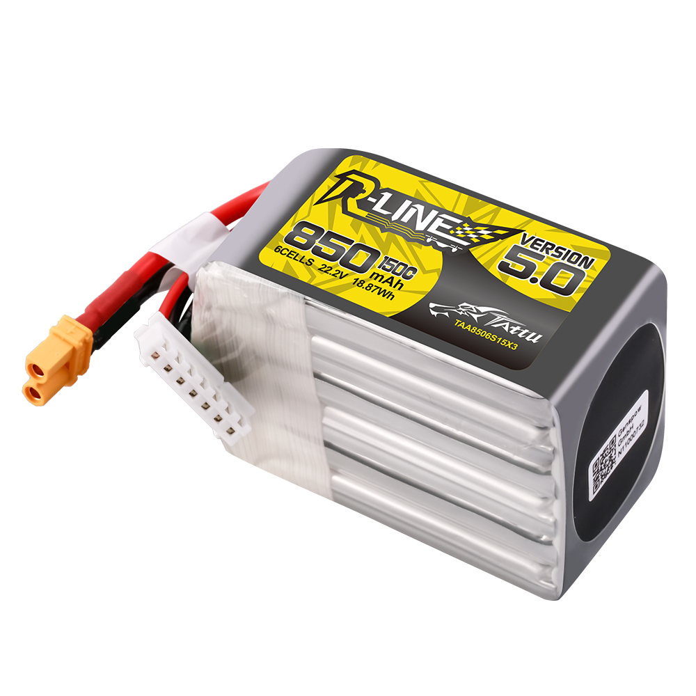 Tattu R-Line Version 5.0 850mAh 6S 22.2V 150C Lipo Battery Pack with XT30U-F Plug - Image 3