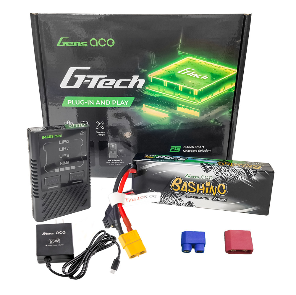 Gens Ace 5200mAh 2S 35C Lipo + iMars mini 60W Charger [Combo]