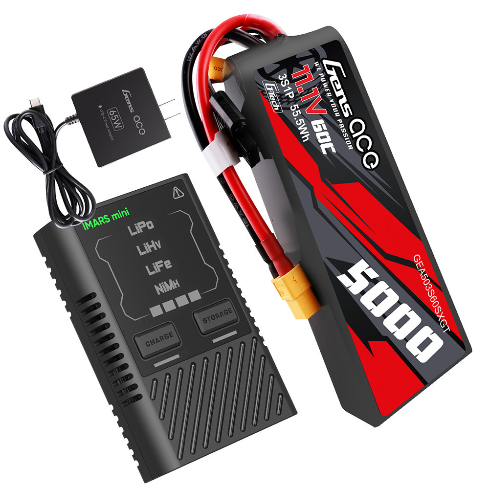 Gens ace 5000mAh 3S 60C Lipo + iMars mini Charger [Combo]