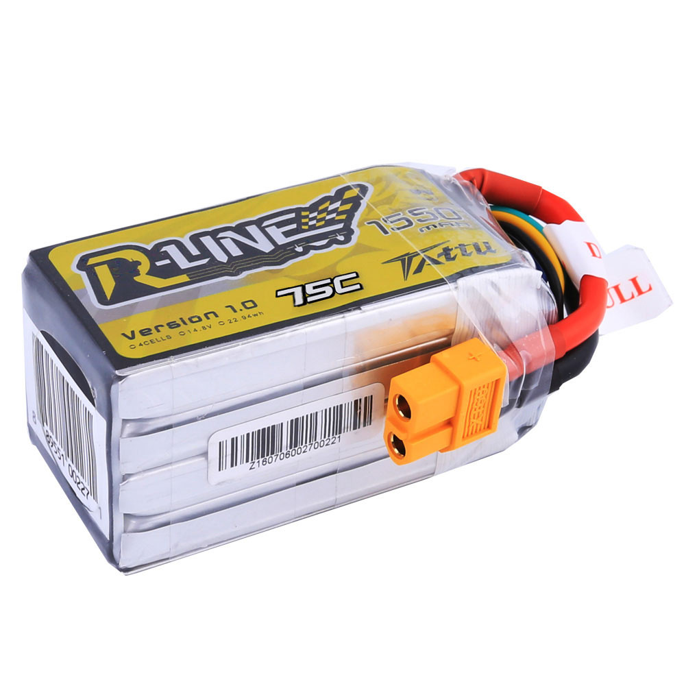 Tattu 1550mAh 4S 75C R-Line Series Lipo Battery Pack with XT60 Plug