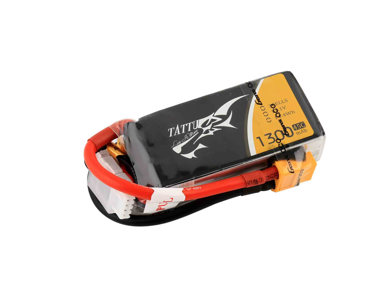 Tattu 1300mAh 3S 45C 11.1V Lipo Battery Pack with XT60 Plug - Image 2