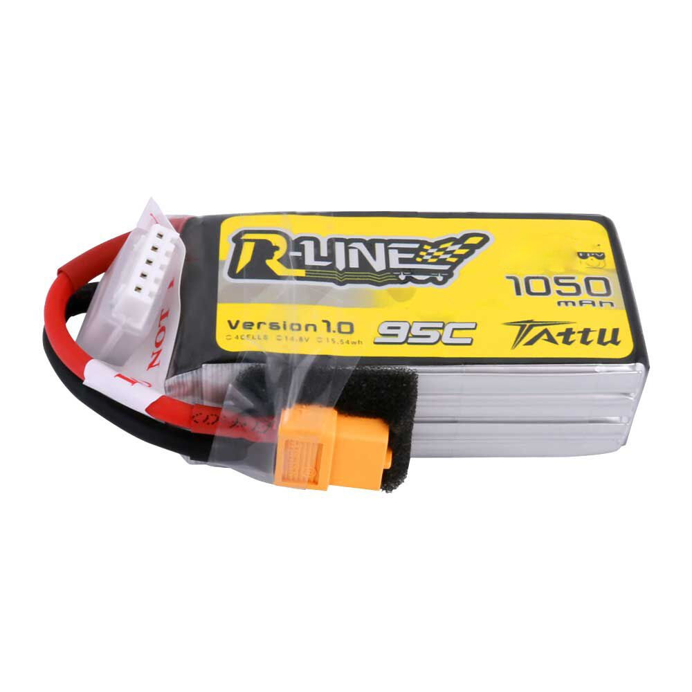 Tattu 1050mAh 4s 95C 14.8v R-Line Lipo Battery Pack with XT60 Plug