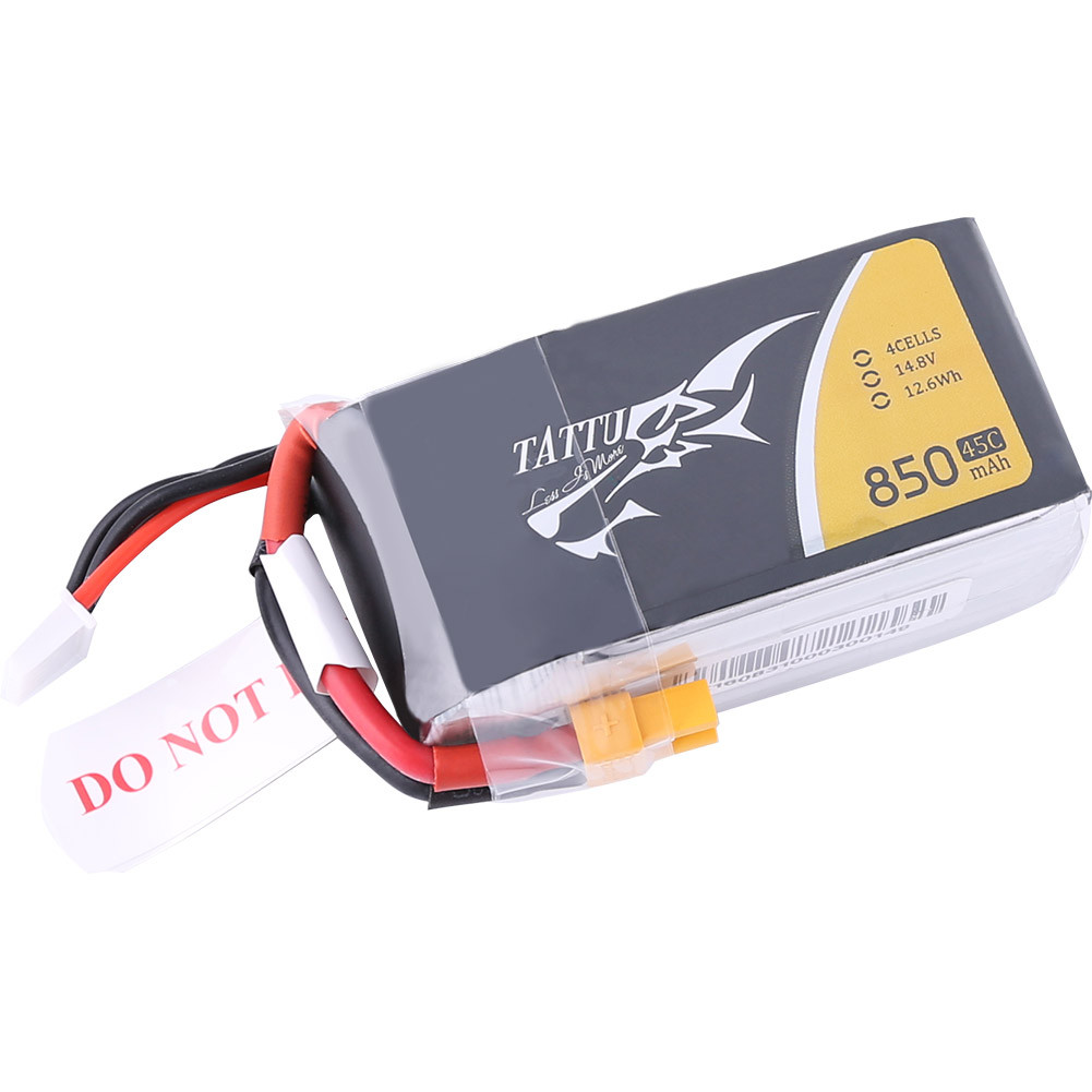 Tattu 850mAh 4s 45C 14.8V Lipo Battery Pack with XT30 Plug - Image 2