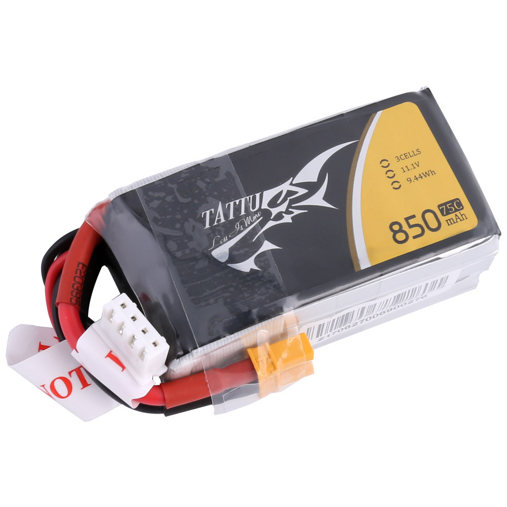 Tattu 850mAh 3S 11.1V 75C Lipo Battery Pack with XT30 Plug - Image 4