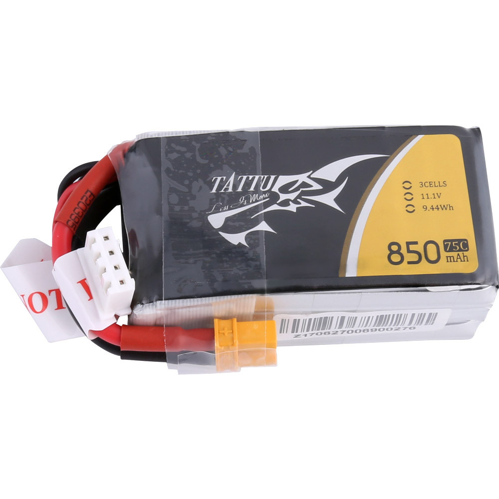 Tattu 850mAh 3S 11.1V 75C Lipo Battery Pack with XT30 Plug - Image 2
